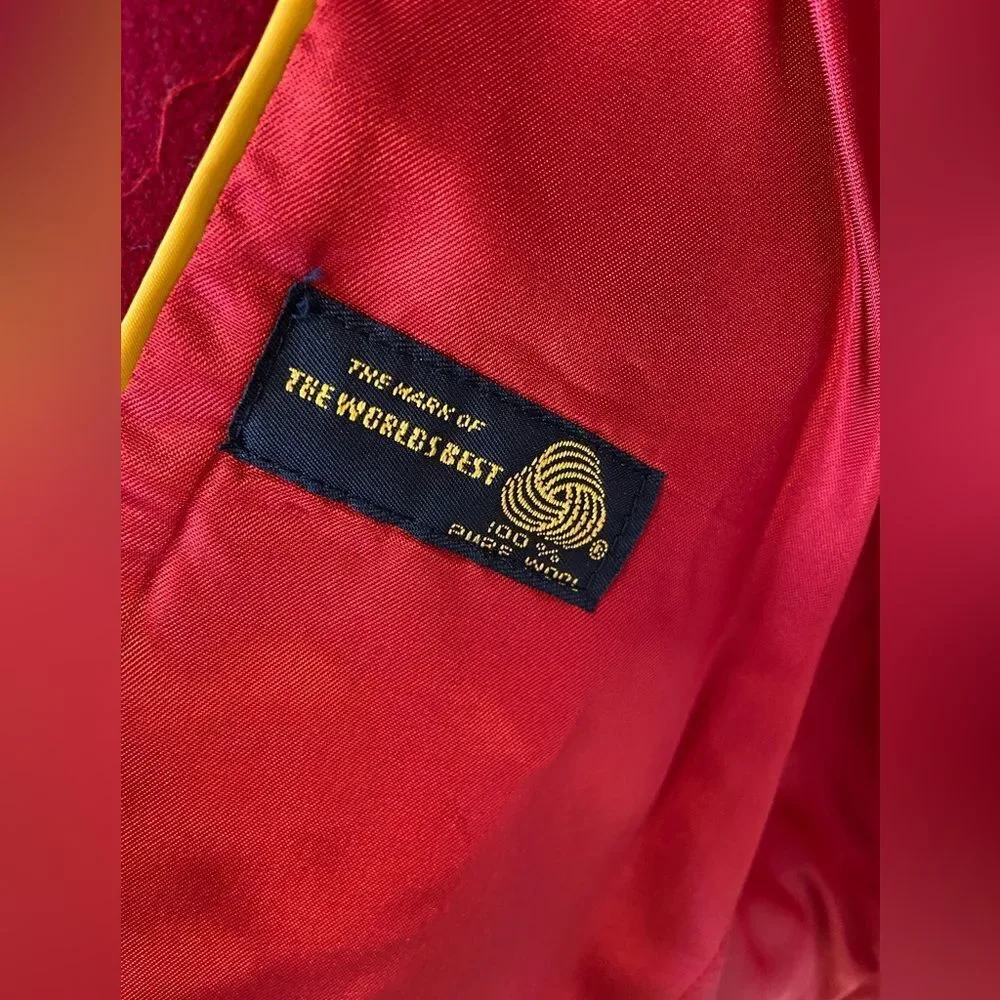 Vintage Robt Foxwood Red 100% Pure Wool Lined Jacket Blazer Size 14/16